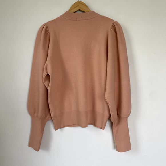 Zara Lightweight Knit Puff Sleeve Sweater Pink Large - Picture 8 of 8